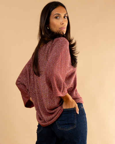 Top maille cœur lurex