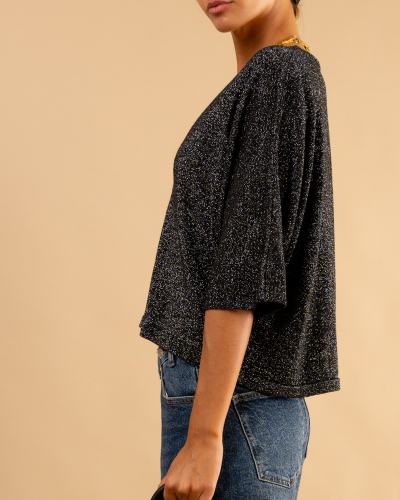 Gilet boutons maille lurex