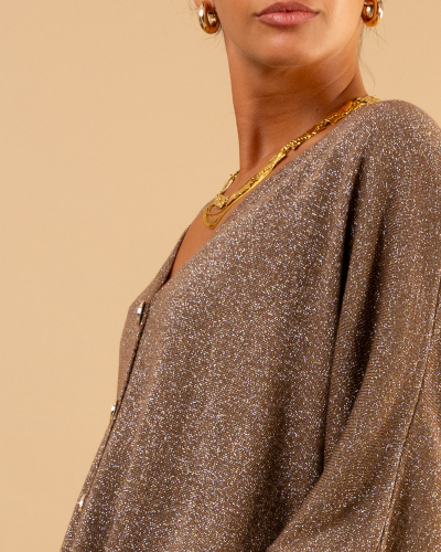 Gilet boutons maille lurex