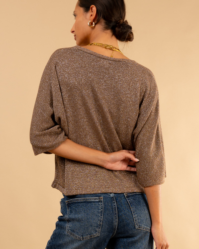Gilet boutons maille lurex