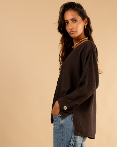 Blouse boutons doré