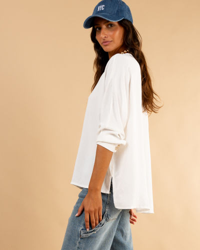 Blouse boutons doré