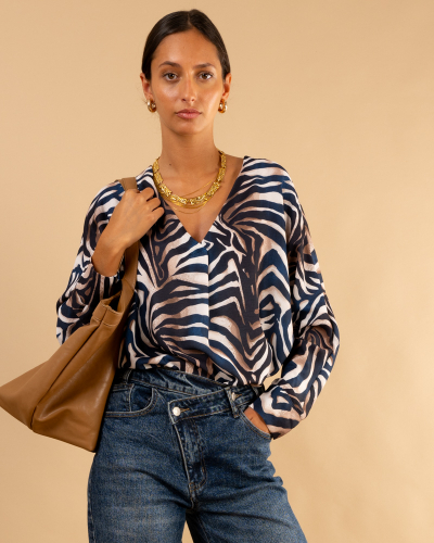 Blouse imprimé zèbre marin