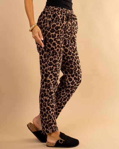 Pantalon velours léopard feline