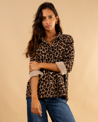 Chemise velours léopard feline