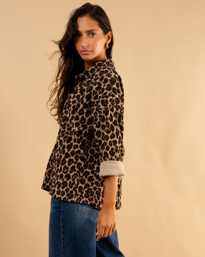 Chemise velours léopard feline