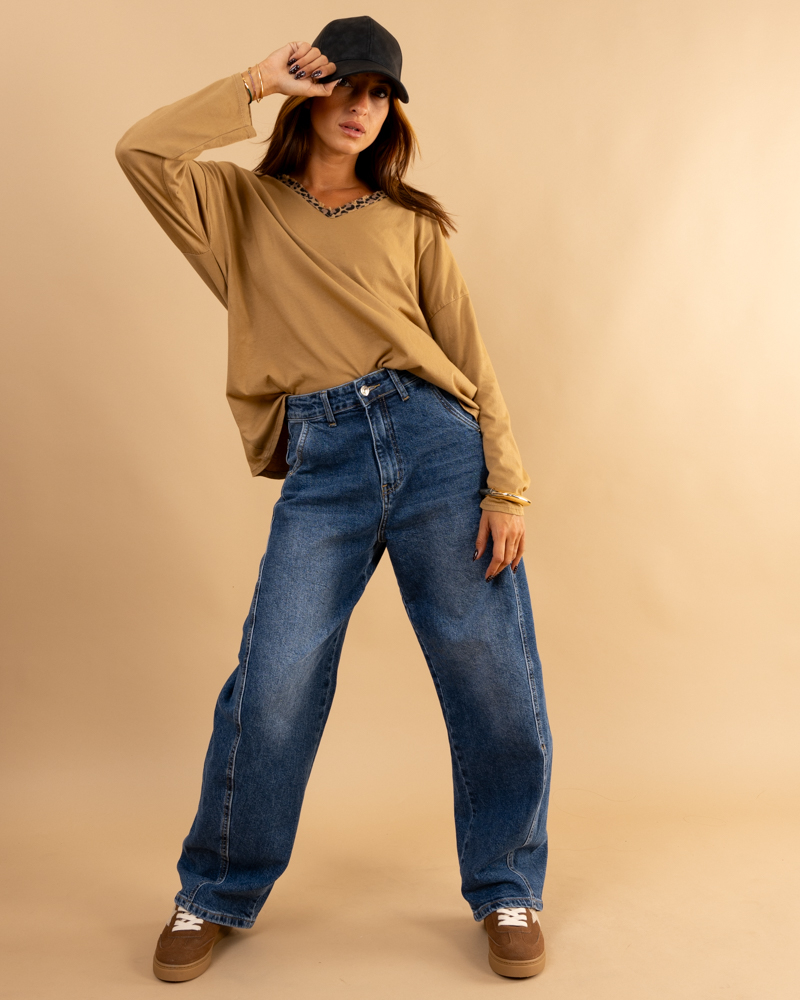 T-shirt col léopard feline