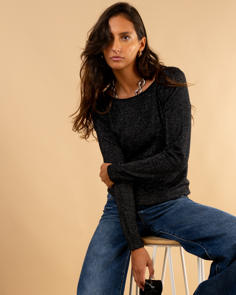 Pull col bateau lurex