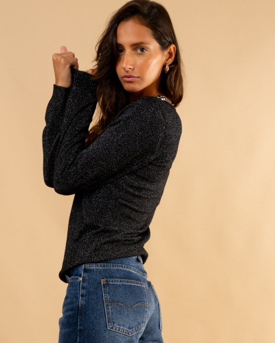 Pull col bateau lurex