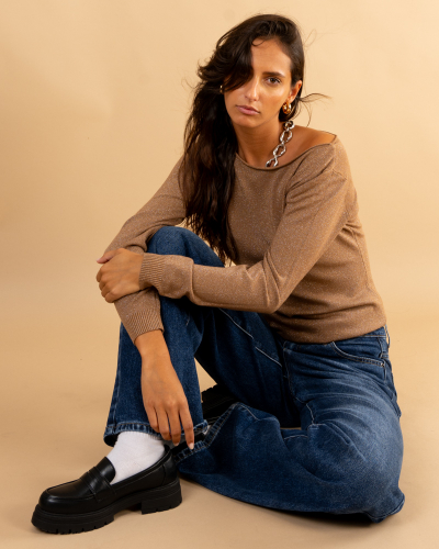 Pull col bateau lurex