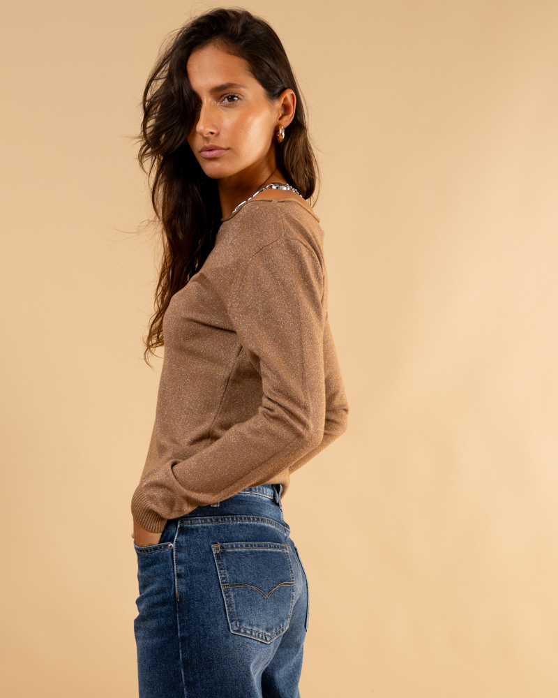 Pull col bateau lurex