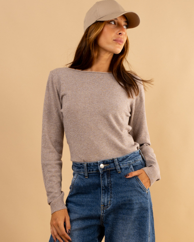 Pull col bateau lurex