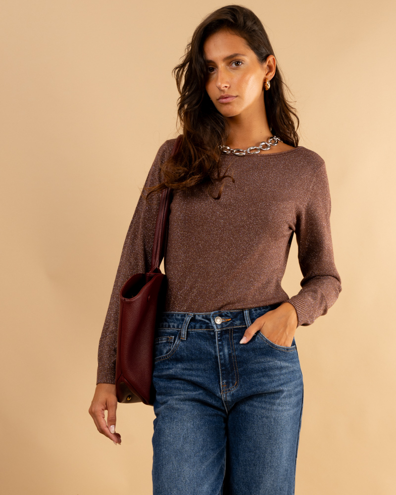 Pull col bateau lurex