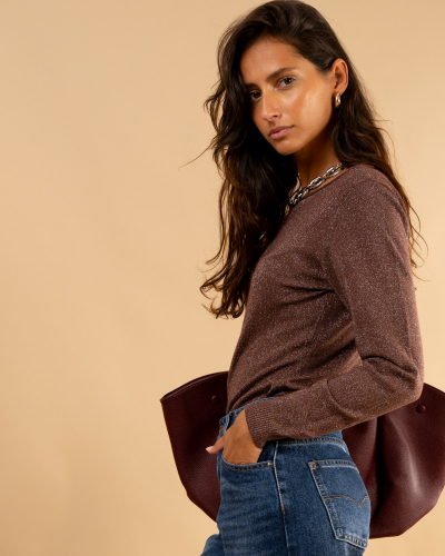 Pull col bateau lurex