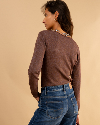 Pull col bateau lurex