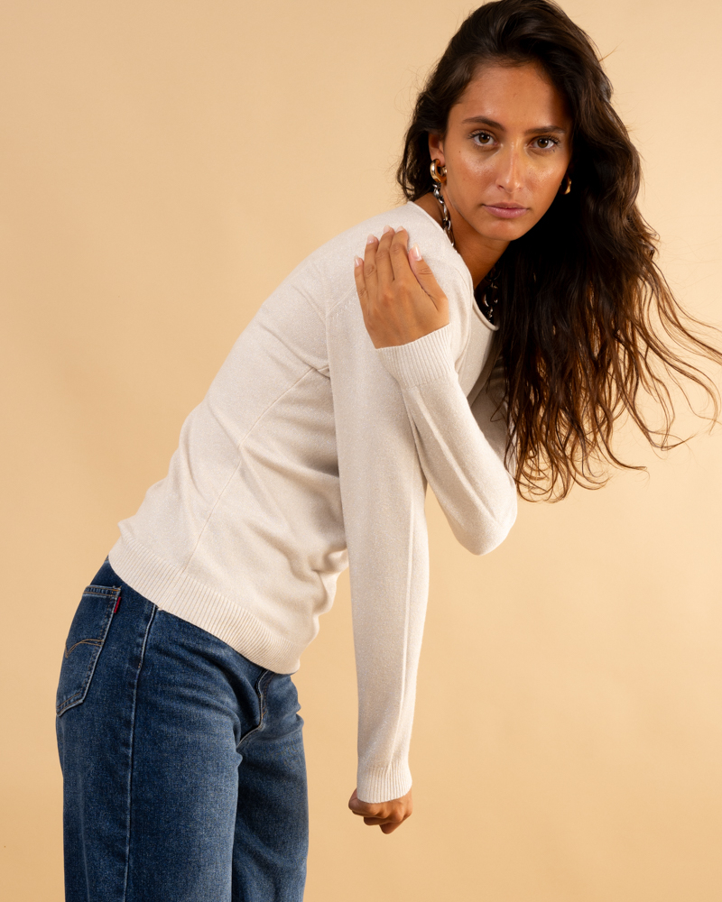 Pull col bateau lurex