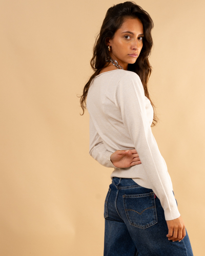 Pull col bateau lurex