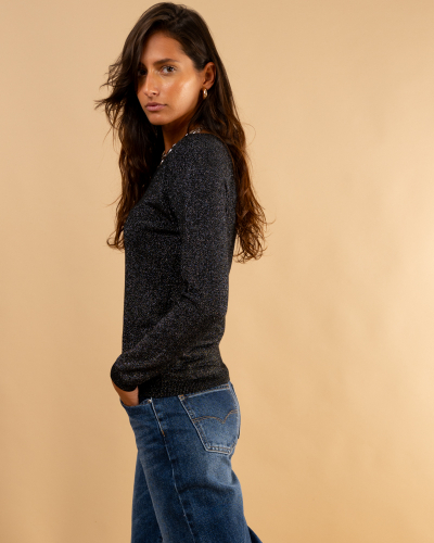Pull col en v lurex