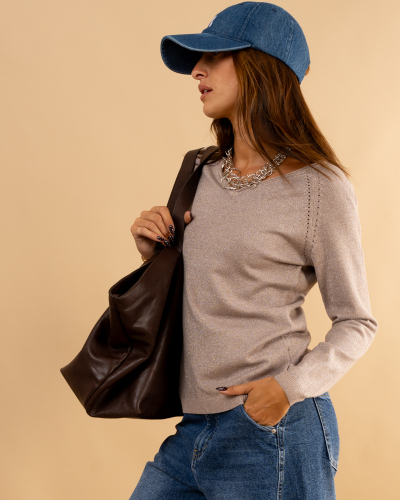 Pull col en v lurex