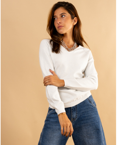 Pull col en v lurex