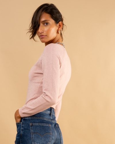 Pull col en v lurex