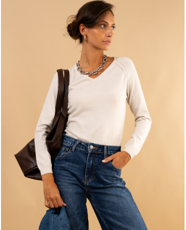 Pull col en v lurex