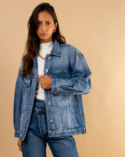 Veste jean oversize poches