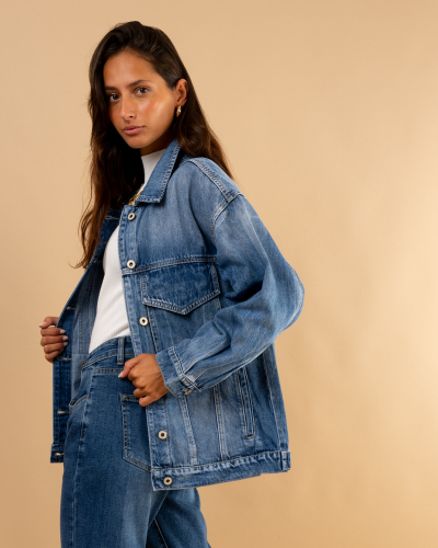 Veste jean oversize poches
