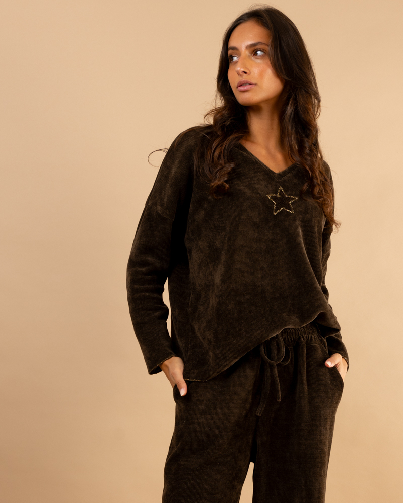 Top velours étoile
