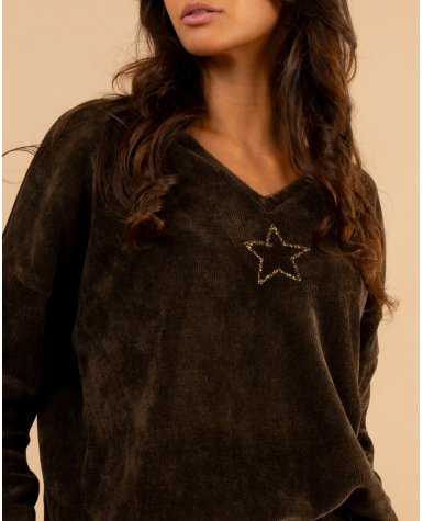 Top velours étoile