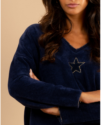 Top velours étoile