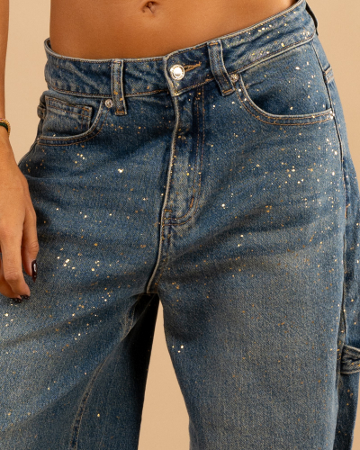Jean barrel paillettes or