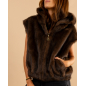 Veste sans manches fausse fourrure