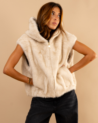 Veste sans manches fausse fourrure