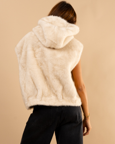Veste sans manches fausse fourrure