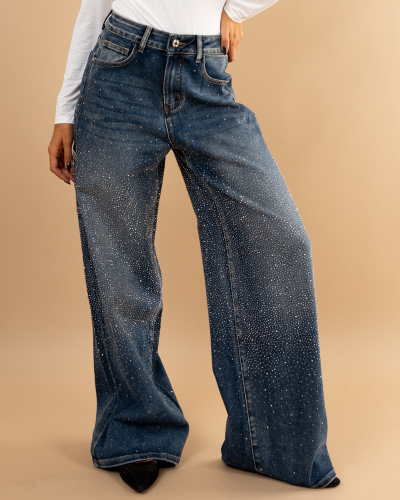 Jean large strass