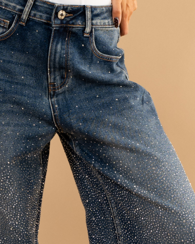 Jean large strass