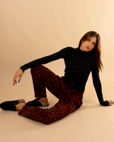 Pantalon velours léopard feline