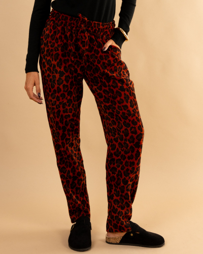 Pantalon velours léopard feline