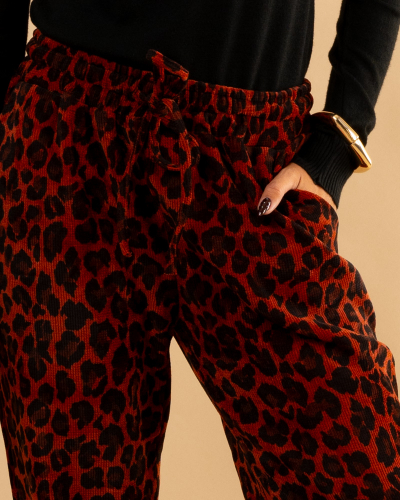 Pantalon velours léopard feline