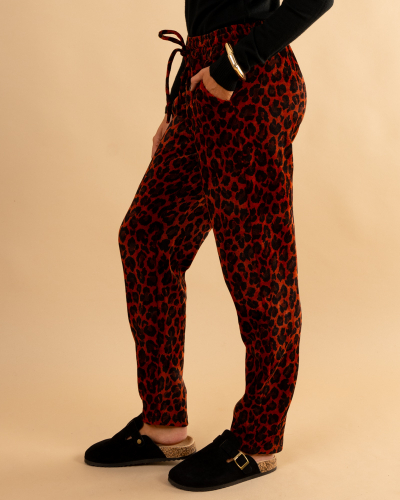 Pantalon velours léopard feline