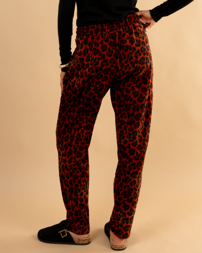 Pantalon velours léopard feline