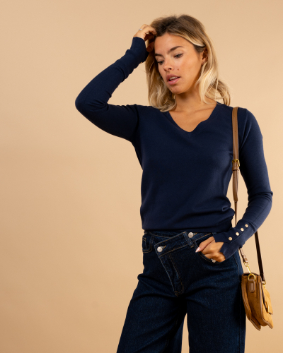 Pull col en v boutons