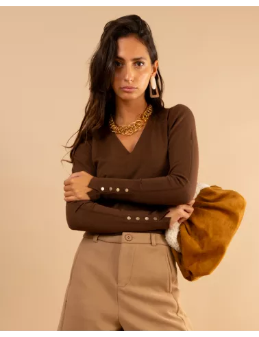 Pull col en v boutons