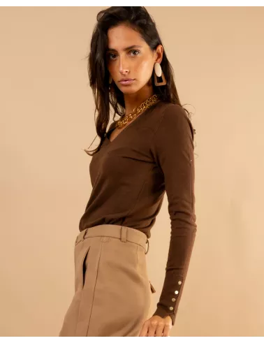 Pull col en v boutons