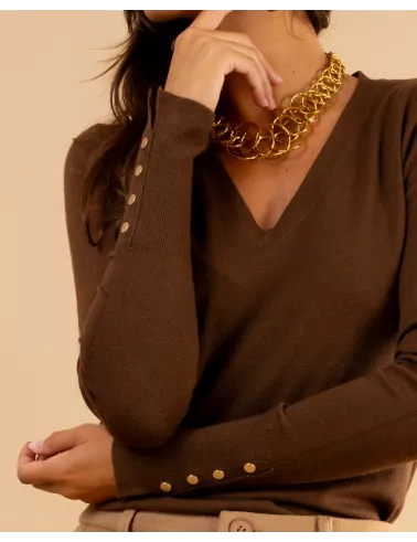 Pull col en v boutons