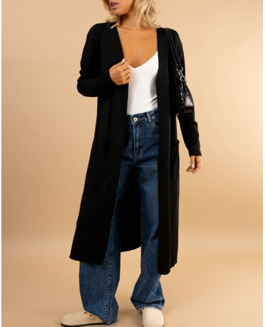 Gilet long poches lurex