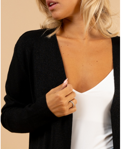 Gilet long poches lurex