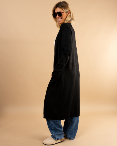 Gilet long poches lurex