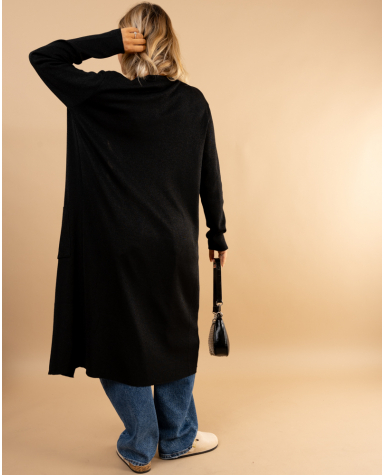 Gilet long poches lurex